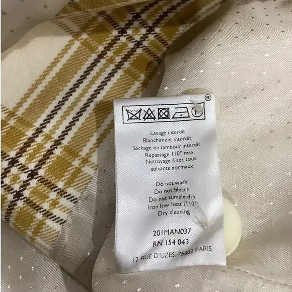 Sezane Christie Jacket Carreau Tile Plaid In Beige Ochre Bordeaux 38 US Size 6 - Picture 14 of 15